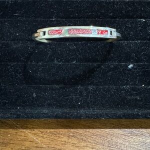 Alpaca Silver Crushed Coral and Abalone Hinged Bangle Bracelet